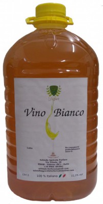L. 5 Vino Bianco. Prodotto 100% Italiano prevalentemente malvasia